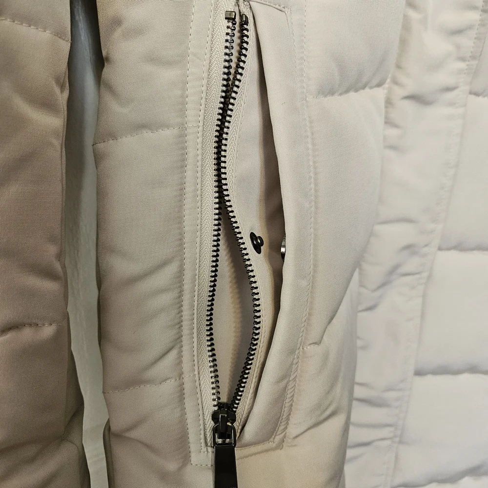 Nine West Light Beige Puffer Coat with Fur Hood - Picture 5 of 7